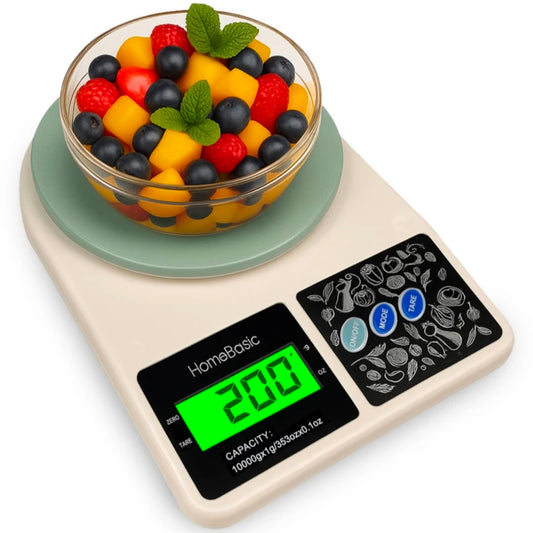 HOMEBASIC kitchen weighing scale 10kg for food | LCD display | Tare Function | g/oz weighing scale (green)